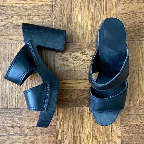 vintage 90s black platform open toe clogs slides sandals - Picture 4 of 5